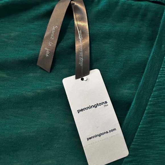 NEW PHOTOS! TOP, ¾ SLEEVE, LINEN BLEND, DEEP EMERALD, SIZE 4X, VEE NECK, SIDE - Picture 6 of 11